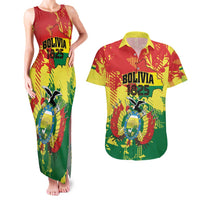 Personalized Bolivia 1825 Couples Matching Tank Maxi Dress and Hawaiian Shirt Coat Of Arms Flag Colors - Wonder Print Shop