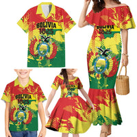 Personalized Bolivia 1825 Family Matching Mermaid Dress and Hawaiian Shirt Coat Of Arms Flag Colors - Wonder Print Shop