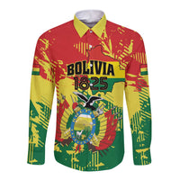 Personalized Bolivia 1825 Long Sleeve Button Shirt Coat Of Arms Flag Colors - Wonder Print Shop