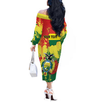 Personalized Bolivia 1825 Off The Shoulder Long Sleeve Dress Coat Of Arms Flag Colors - Wonder Print Shop