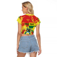 Personalized Bolivia 1825 Raglan Cropped T Shirt Coat Of Arms Flag Colors - Wonder Print Shop