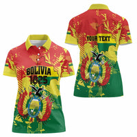 Personalized Bolivia 1825 Women Polo Shirt Coat Of Arms Flag Colors - Wonder Print Shop