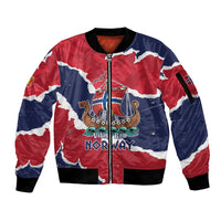 Custom Norway 2026 Soccer Sleeve Zip Bomber Jacket Vikings Keep Rowing