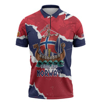 Custom Norway 2026 Soccer Zipper Polo Shirt Vikings Keep Rowing