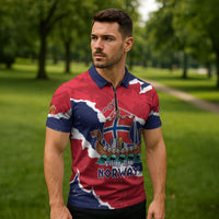 Custom Norway 2026 Soccer Zipper Polo Shirt Vikings Keep Rowing
