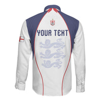 Custom England 2026 World Football Long Sleeve Button Shirt Come On Three Lions