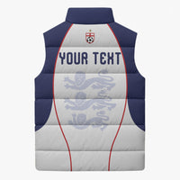 Custom England 2026 World Football Sleeveless Puffer Jacket Come On Three Lions