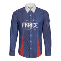 Custom France 2026 World Football Long Sleeve Button Shirt Les Bleus Go 3rd Champions