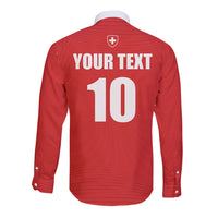 Custom Switzerland 2026 World Football Long Sleeve Button Shirt Rossocrociati Go Champions