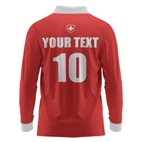 Custom Switzerland 2026 World Football Long Sleeve Polo Shirt Rossocrociati Go Champions