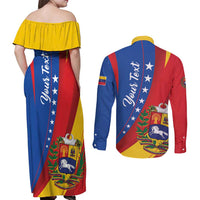 Personalized Venezuela Couples Matching Off Shoulder Maxi Dress and Long Sleeve Button Shirt Dios y Federacion Curve Star - Wonder Print Shop
