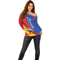 Personalized Venezuela Off Shoulder Sweater Dios y Federacion Curve Star - Wonder Print Shop