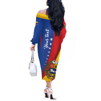 Personalized Venezuela Off The Shoulder Long Sleeve Dress Dios y Federacion Curve Star - Wonder Print Shop
