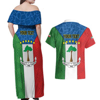 Personalized Equatorial Guinea Couples Matching Off Shoulder Maxi Dress and Hawaiian Shirt Unidad Paz Justicia - Wonder Print Shop
