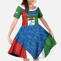 Personalized Equatorial Guinea Family Matching Off Shoulder Maxi Dress and Hawaiian Shirt Unidad Paz Justicia - Wonder Print Shop