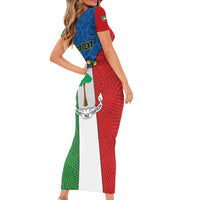 Personalized Equatorial Guinea Short Sleeve Bodycon Dress Unidad Paz Justicia - Wonder Print Shop