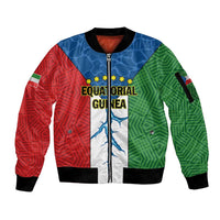 Personalized Equatorial Guinea Sleeve Zip Bomber Jacket Unidad Paz Justicia - Wonder Print Shop