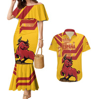 Personalized Spain Couples Matching Mermaid Dress and Hawaiian Shirt Spanish Fighting Bull - Wonder Print Shop