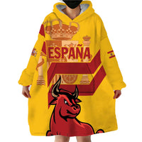 Personalized Spain Wearable Blanket Hoodie Spanish Fighting Bull - Wonder Print Shop