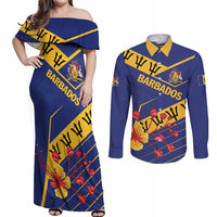 Personalized Barbados Couples Matching Off Shoulder Maxi Dress and Long Sleeve Button Shirt Pride and Industry - Wonder Print Shop