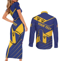 Personalized Barbados Couples Matching Short Sleeve Bodycon Dress and Long Sleeve Button Shirt Pride and Industry - Wonder Print Shop
