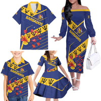 Personalized Barbados Family Matching Off The Shoulder Long Sleeve Dress and Hawaiian Shirt Pride and Industry - Wonder Print Shop