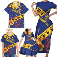 Personalized Barbados Family Matching Short Sleeve Bodycon Dress and Hawaiian Shirt Pride and Industry - Wonder Print Shop