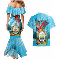 Personalized Honduras Independence Day 1821 Couples Matching Mermaid Dress and Hawaiian Shirt Libre Soberana e Independiente - Wonder Print Shop