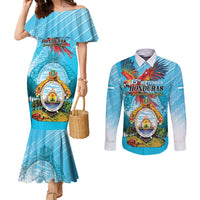 Personalized Honduras Independence Day 1821 Couples Matching Mermaid Dress and Long Sleeve Button Shirt Libre Soberana e Independiente - Wonder Print Shop