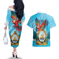 Personalized Honduras Independence Day 1821 Couples Matching Off The Shoulder Long Sleeve Dress and Hawaiian Shirt Libre Soberana e Independiente - Wonder Print Shop