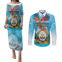 Personalized Honduras Independence Day 1821 Couples Matching Puletasi and Long Sleeve Button Shirt Libre Soberana e Independiente - Wonder Print Shop