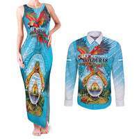 Personalized Honduras Independence Day 1821 Couples Matching Tank Maxi Dress and Long Sleeve Button Shirt Libre Soberana e Independiente - Wonder Print Shop