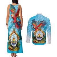 Personalized Honduras Independence Day 1821 Couples Matching Tank Maxi Dress and Long Sleeve Button Shirt Libre Soberana e Independiente - Wonder Print Shop