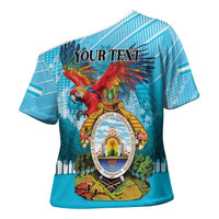 Personalized Honduras Independence Day 1821 Cross Shoulder Shirt Libre Soberana e Independiente - Wonder Print Shop