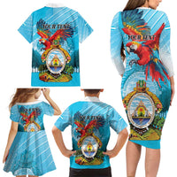 Personalized Honduras Independence Day 1821 Family Matching Long Sleeve Bodycon Dress and Hawaiian Shirt Libre Soberana e Independiente - Wonder Print Shop