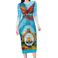 Personalized Honduras Independence Day 1821 Family Matching Long Sleeve Bodycon Dress and Hawaiian Shirt Libre Soberana e Independiente - Wonder Print Shop