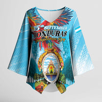 Personalized Honduras Independence Day 1821 Kimono Sleeve Blouse Libre Soberana e Independiente - Wonder Print Shop