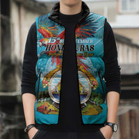Personalized Honduras Independence Day 1821 Sleeveless Puffer Jacket Libre Soberana e Independiente - Wonder Print Shop