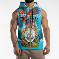 Personalized Honduras Independence Day 1821 Sleeveless Zip Hoodie Libre Soberana e Independiente - Wonder Print Shop