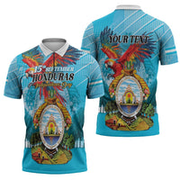 Personalized Honduras Independence Day 1821 Zipper Polo Shirt Libre Soberana e Independiente - Wonder Print Shop