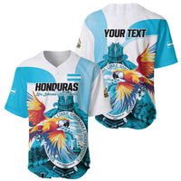 Personalized Honduras 1821 Baseball Jersey Scarlet Macaw Sky Blue Color - Wonder Print Shop