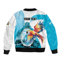 Personalized Honduras 1821 Bomber Jacket Scarlet Macaw Sky Blue Color - Wonder Print Shop