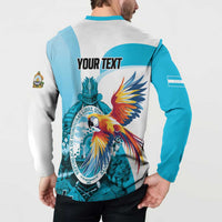 Personalized Honduras 1821 Button Sweatshirt Scarlet Macaw Sky Blue Color - Wonder Print Shop