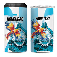 Personalized Honduras 1821 4 in 1 Can Cooler Tumbler Scarlet Macaw Sky Blue Color - Wonder Print Shop