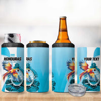 Personalized Honduras 1821 4 in 1 Can Cooler Tumbler Scarlet Macaw Sky Blue Color - Wonder Print Shop