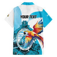 Personalized Honduras 1821 Family Matching Puletasi and Hawaiian Shirt Scarlet Macaw Sky Blue Color - Wonder Print Shop
