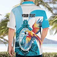 Personalized Honduras 1821 Hawaiian Shirt Scarlet Macaw Sky Blue Color - Wonder Print Shop
