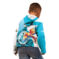 Personalized Honduras 1821 Kid Hoodie Scarlet Macaw Sky Blue Color - Wonder Print Shop