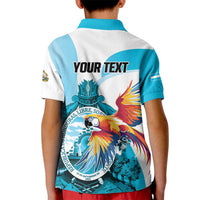 Personalized Honduras 1821 Kid Polo Shirt Scarlet Macaw Sky Blue Color - Wonder Print Shop