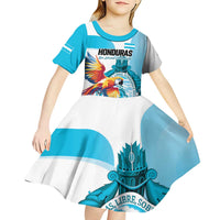 Personalized Honduras 1821 Kid Short Sleeve Dress Scarlet Macaw Sky Blue Color - Wonder Print Shop